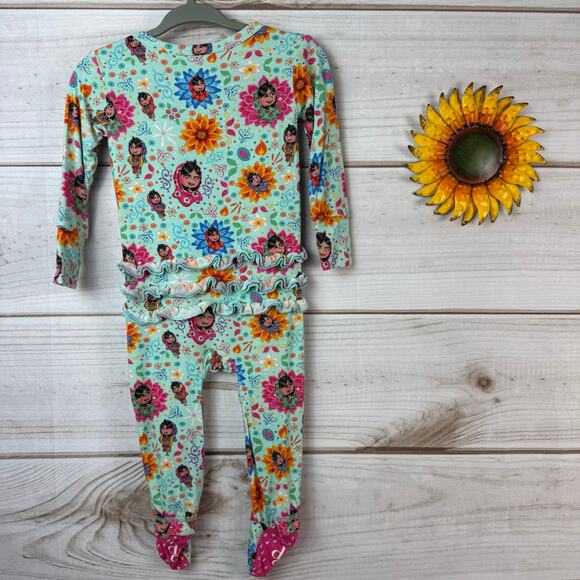 Posh Peanut Baby Girls 6-9 Months Footed Pajama Romper Ruffle Bamboo - Picture 3 of 3